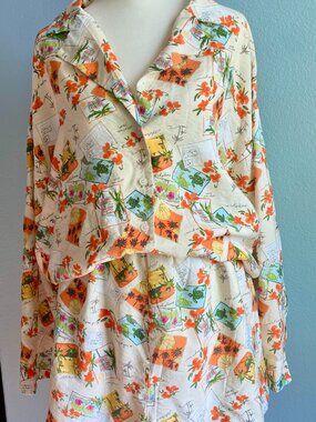 Sadie & Sage "Greetings From..." Plus Size 1X Short Set for Summer Vacations